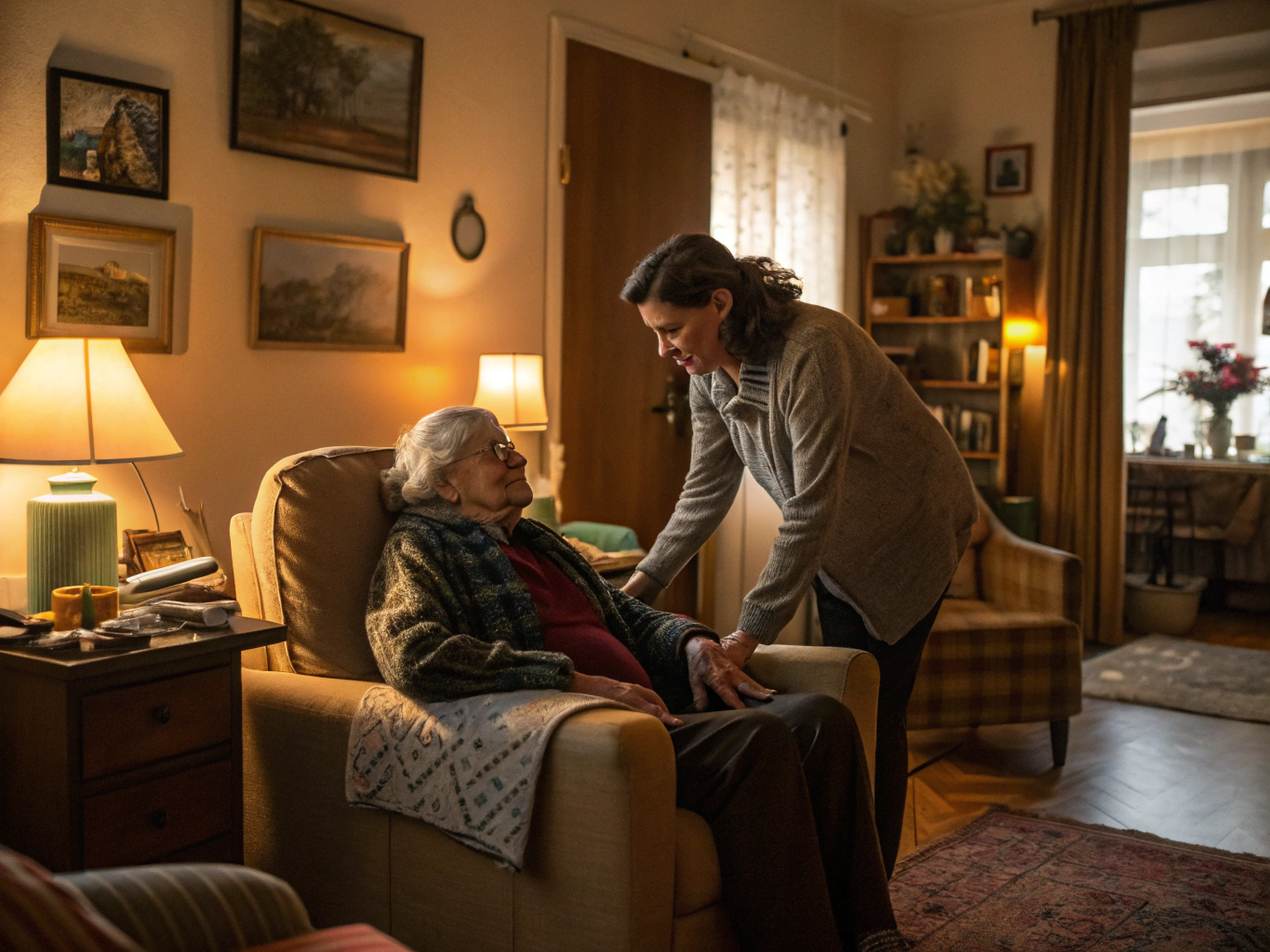 Compassionate Caregiver Helping Senior